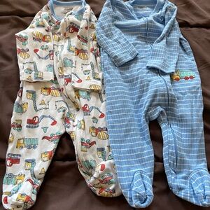 Little Me Construction and Striped Footies - Multicolor and Blue